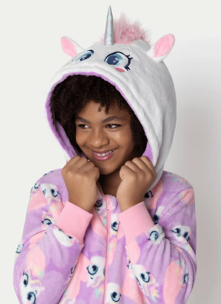 Macacão manga longa soft menina teen unicórnio diamante