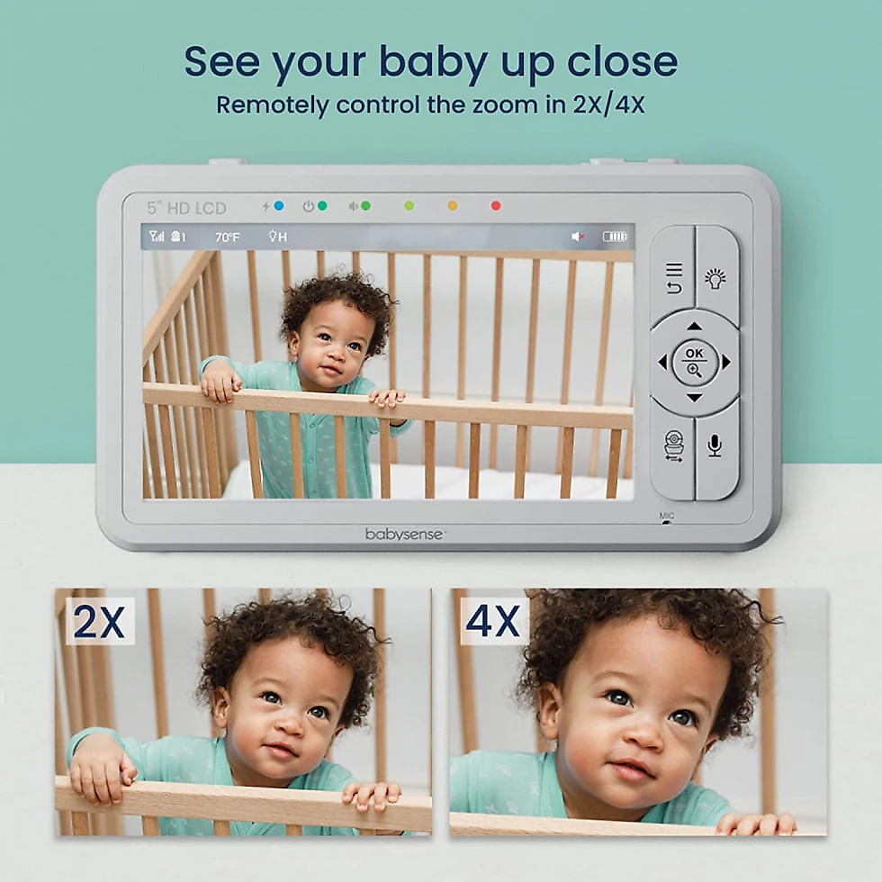 Babá Eletrônica Babysense com 2 Câmeras HD, Luz Noturna, Alcance de 292 Metros e Visão Noturna