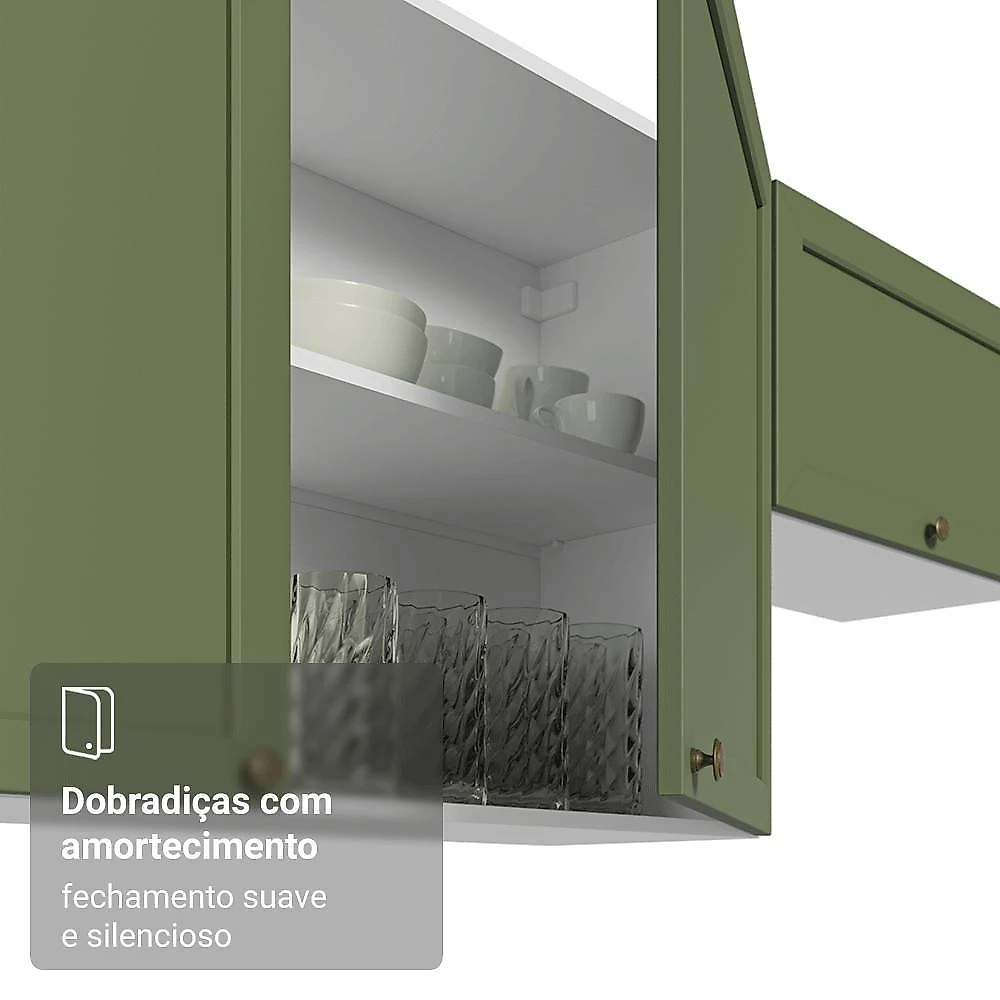 Armário aéreo 40 cm 1 porta branco/verde vik madesa