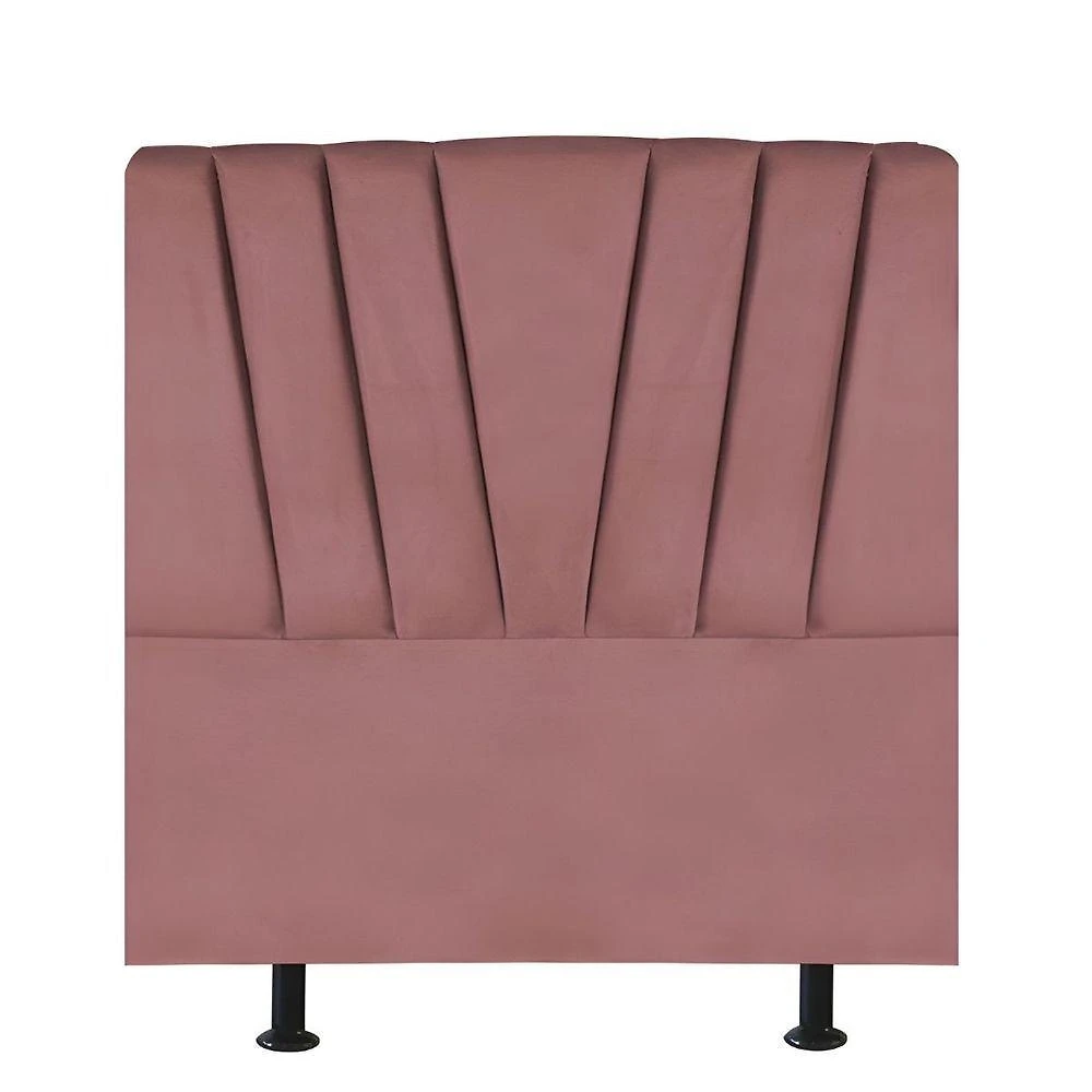 Cabeceira Estofada Cama Box Solteiro 100 Cm Ariel Veludo Rosé