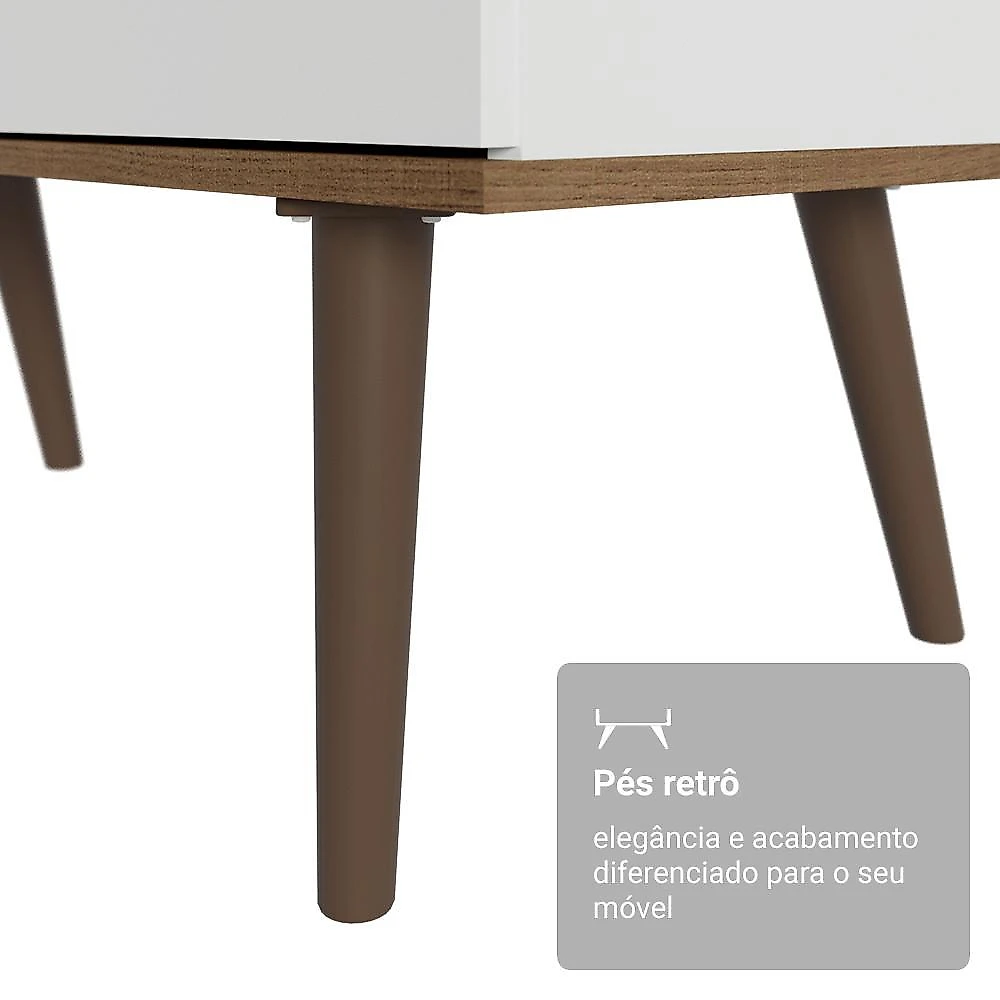 Kit 2 peças com escrivaninha em l 3 gavetas e armário multiuso com vidro rustic/branco madesa branco/rustic