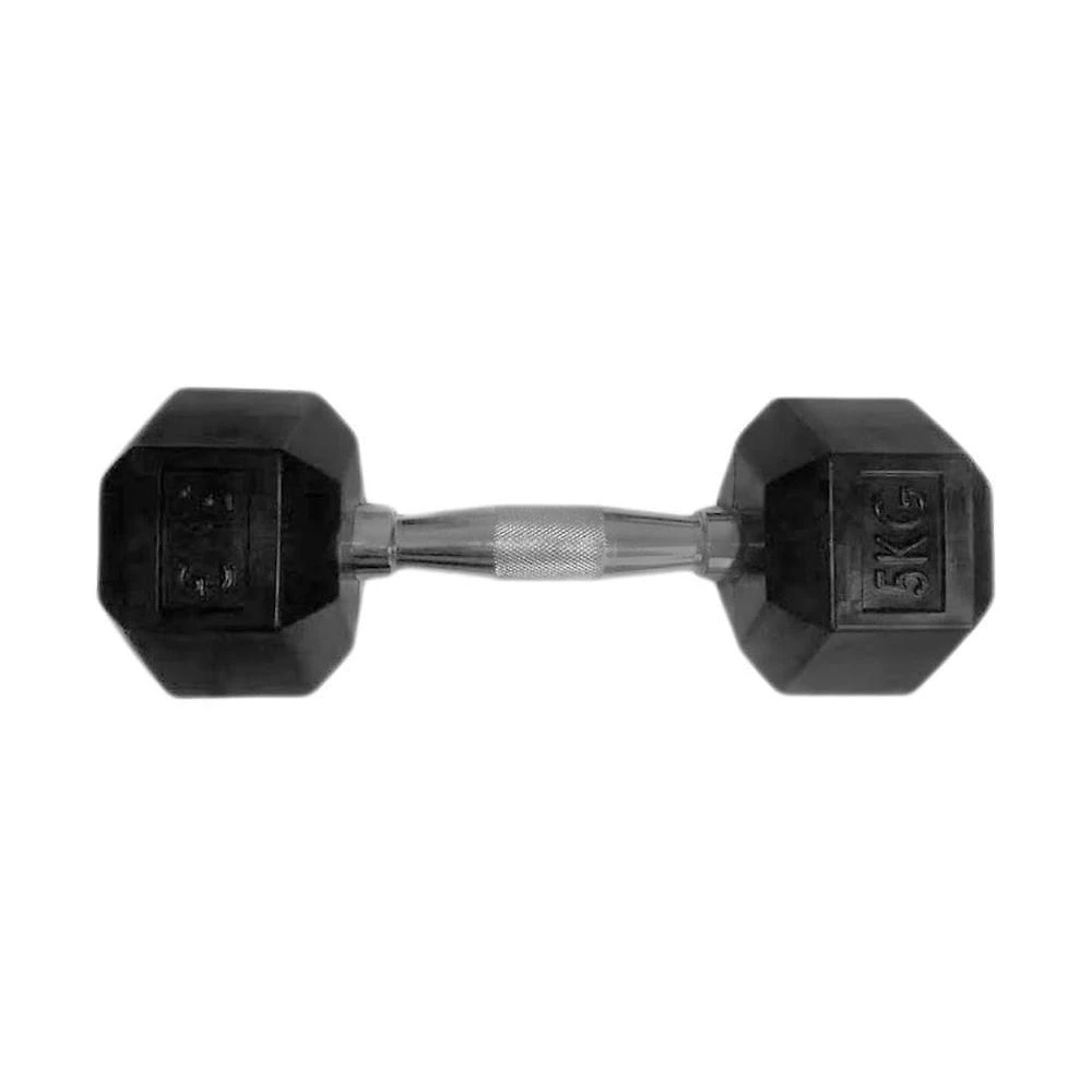 Halter Sextavado Injetado 5kg Pegada Cromada Ferro Fundido Anilhas Fitness