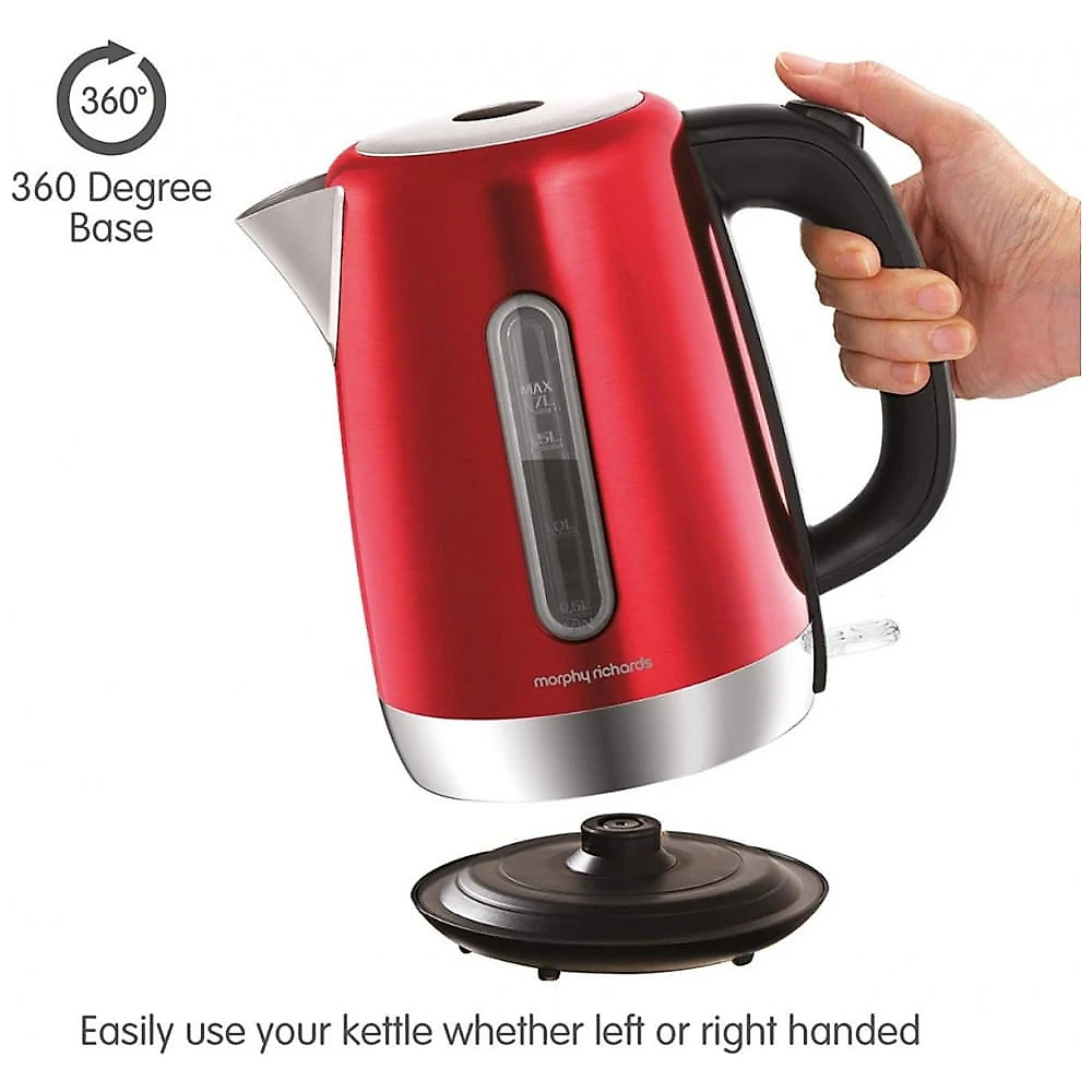 Chaleira Elétrica Morphy Richards Vermelho Metálico 1,7 Litros 3000W Aço Inoxidável 220V