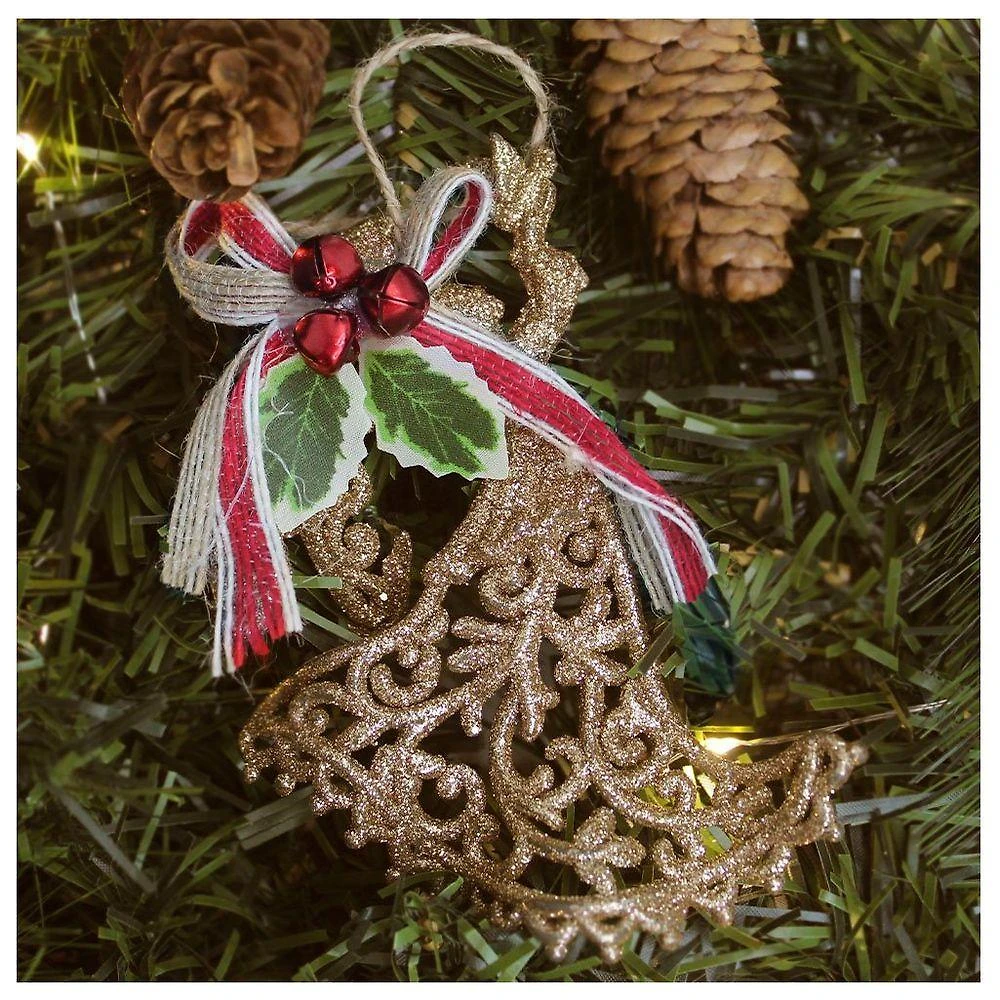 Kit 10 Enfeite Pendente árvore Natal Anjo Dourado 12,5cm