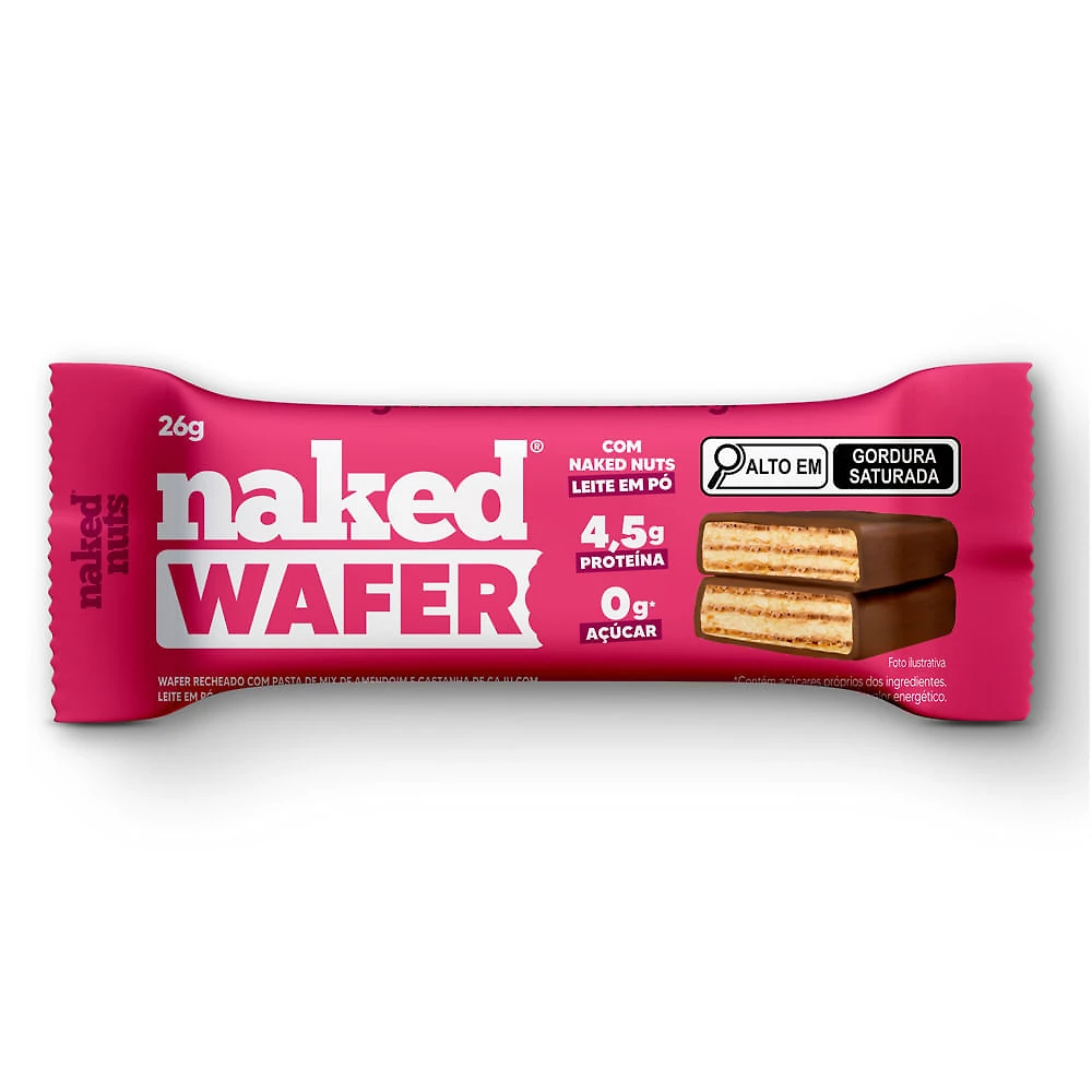 Wafer com Whey Protein Naked Bites Sabor Chocolate Zero Açúcar 26g