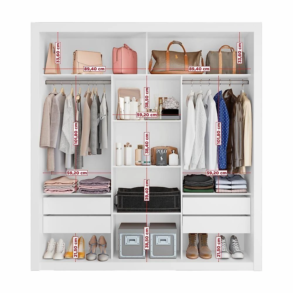 Closet Modulado 8 Gavetas 15 Prateleiras Branco Amoudi Móveis Branco