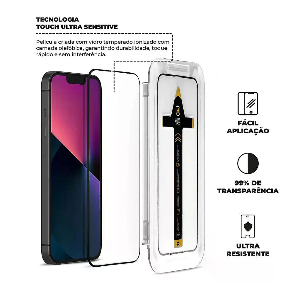 Kit Capa Couro Dual Preta e Pelicula Ultra Glass para iPhone 15 - Gshield