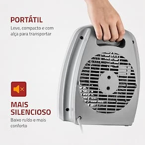Miniatura Aquecedor de Ambiente Mondial A-08 com Controle de Temperatura - Cinza 110V