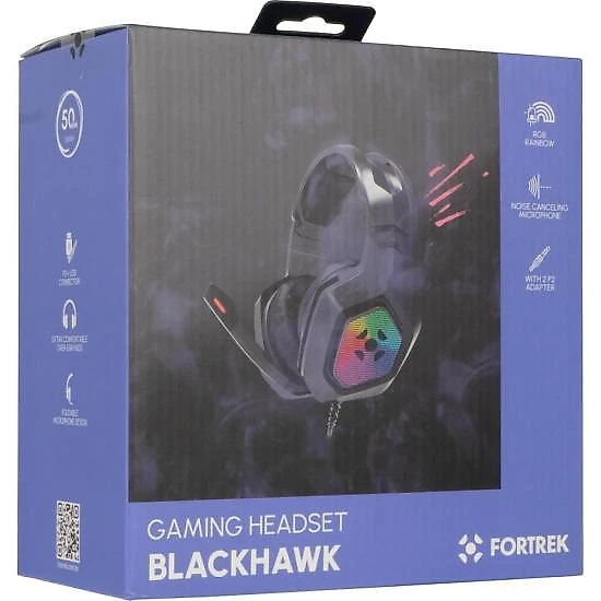 Headset gamer fortrek black hawk p2 + usb rgb preto