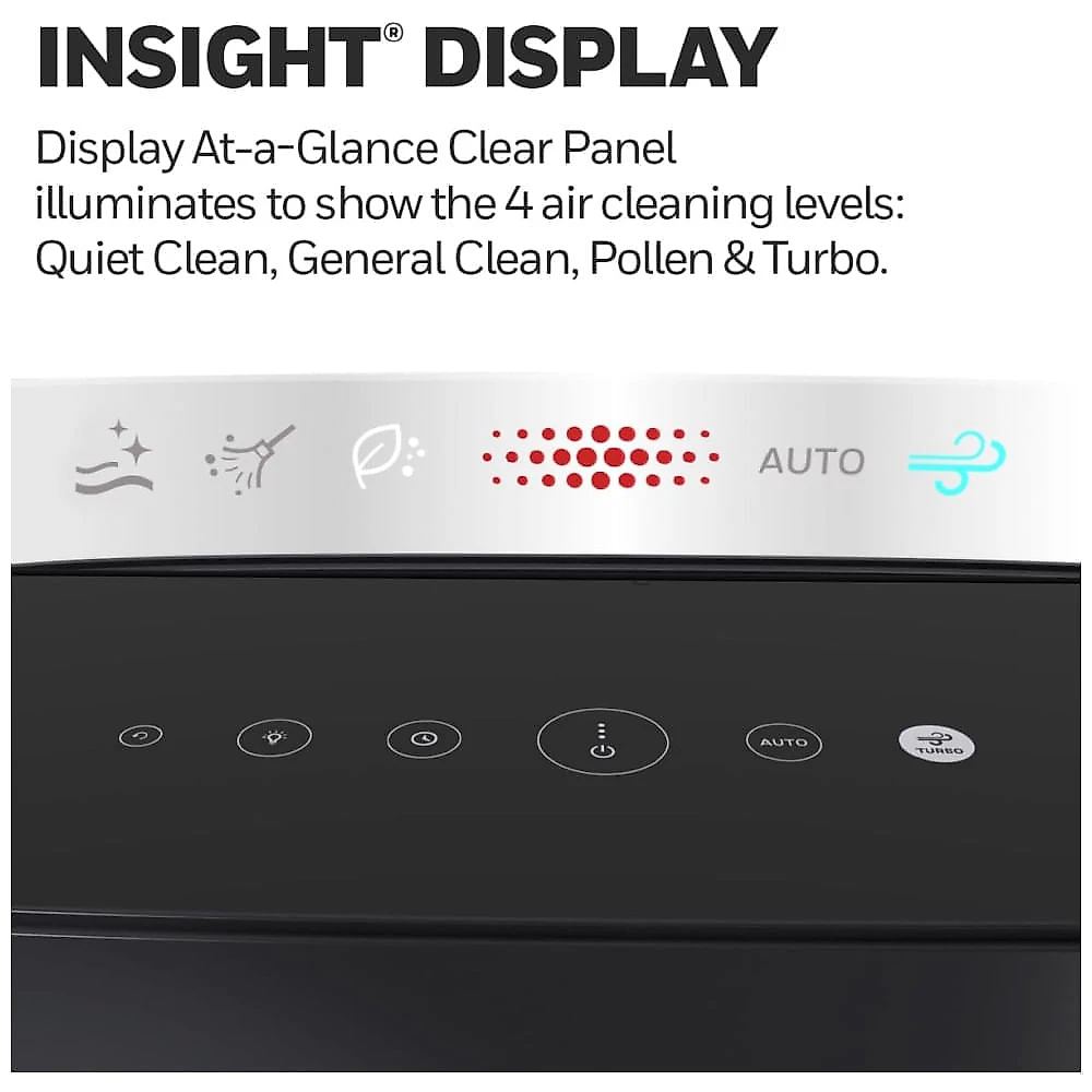 Purificador de Ar Honeywell InSight HEPA para Ambientes de 33 metros quadrados com Indicador de Qualidade do Ar, Modo Automático, Preto