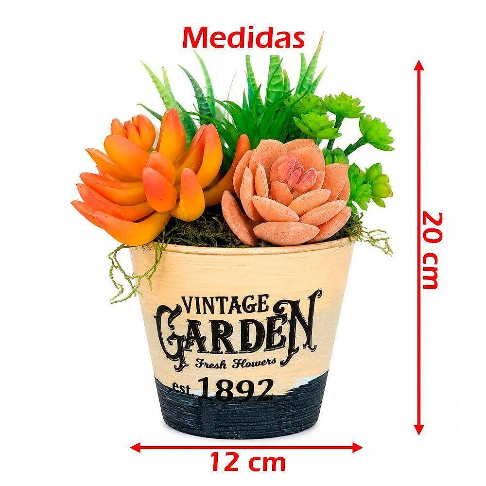 Arranjo Suculenta Vaso Decoração Planta Flor Artificial com Vaso Decorativo Verde