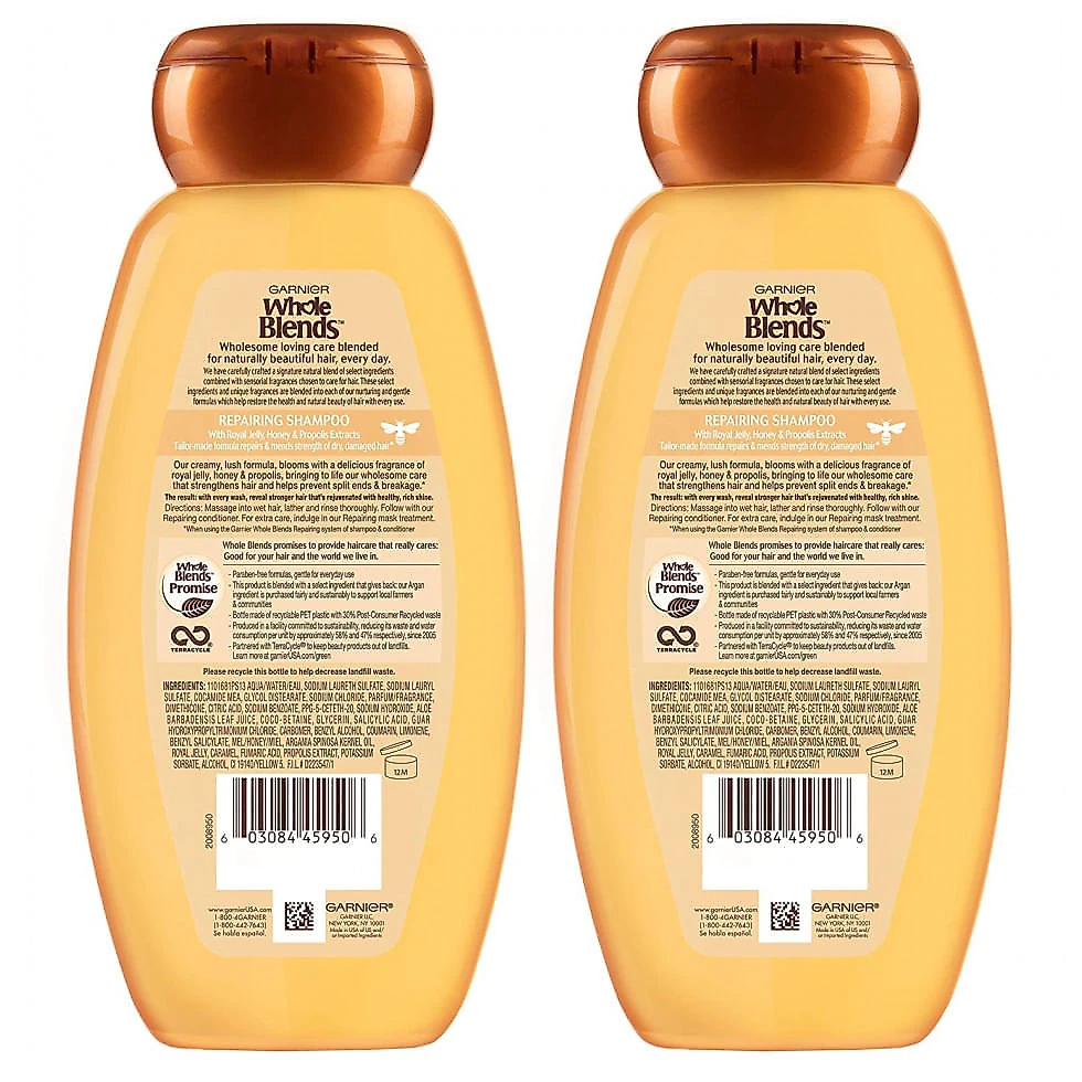 Garnier Hair Care Whole Blends Honey Treasures Shampoo e Condicionador Reparador, Shampoo e Condicionador de 44 onças