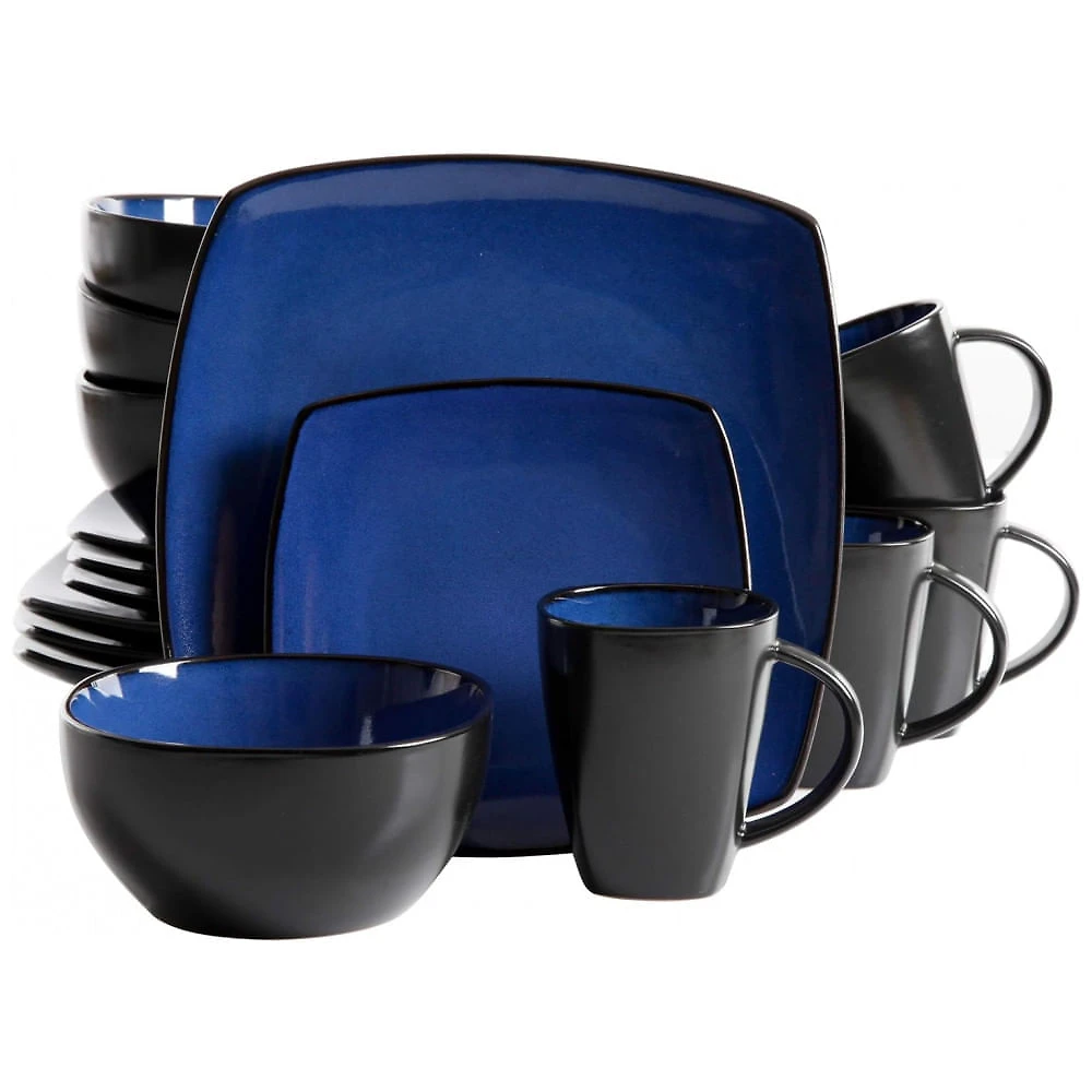 Aparelho de Jantar com 16 Peças em Cerâmica, Serve 4 Pessoas, Gibson Elite Soho, Azul