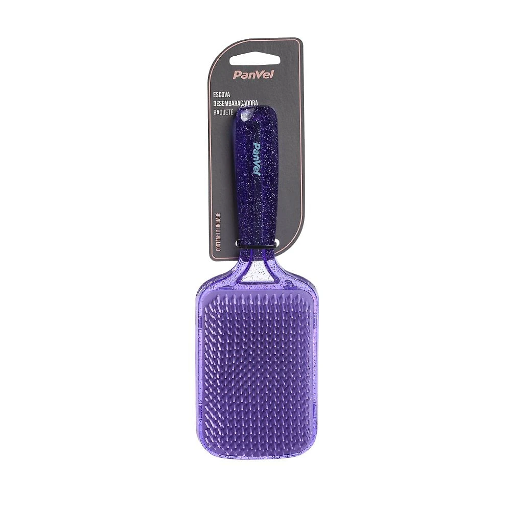 Escova De Cabelo Raquete Desembaraçadora Roxo Com Glitter Panvel