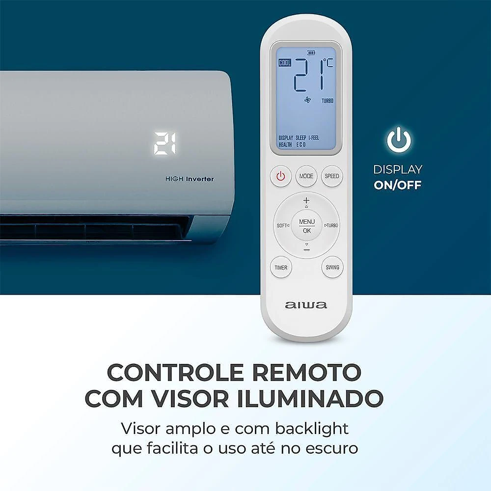 Ar Condicionado AIWA Split High Wall High Inverter 18.000 BTUs Frio AWS-AC-18F 220V