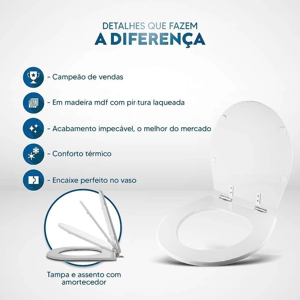 Assento Sanitário Com Fechamento Lento Ritz Cinza Real Para Vaso Deca