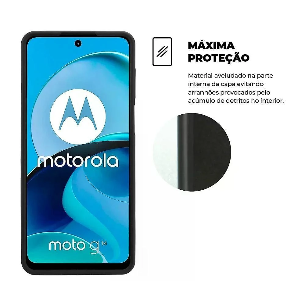 Kit Capa Silicon Veloz E Película Hydrogel Hd Para Motorola Moto G14 - Gshield