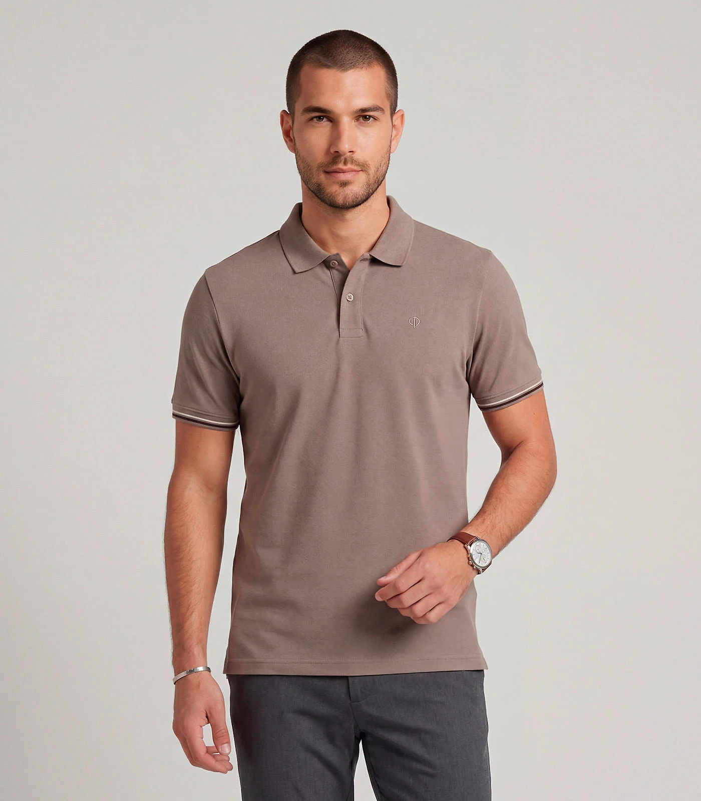 Polo Masculina Malhão Flamê Diametro Marrom