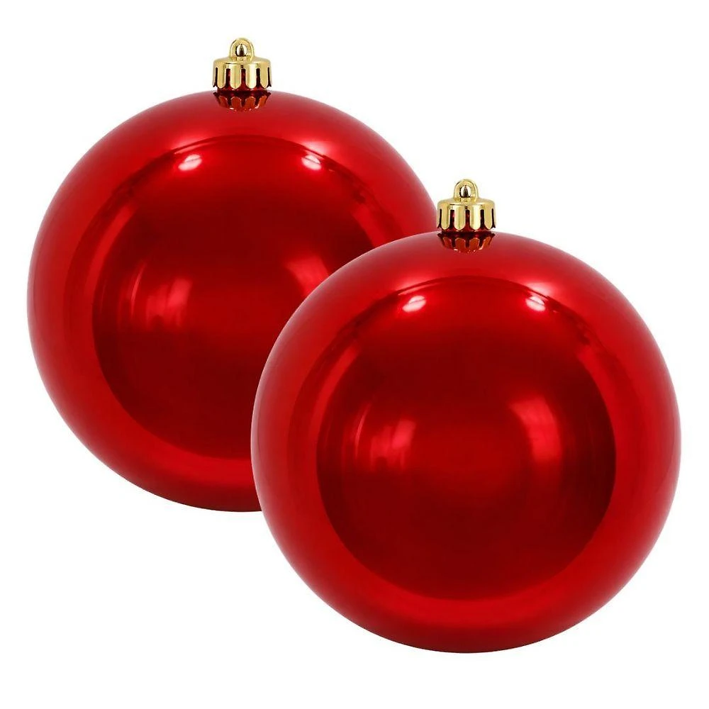 Bola Decorativa Gigante de Natal Vermelha em Plástico PP 20CM Kit 2 Unidades com Cordão Master