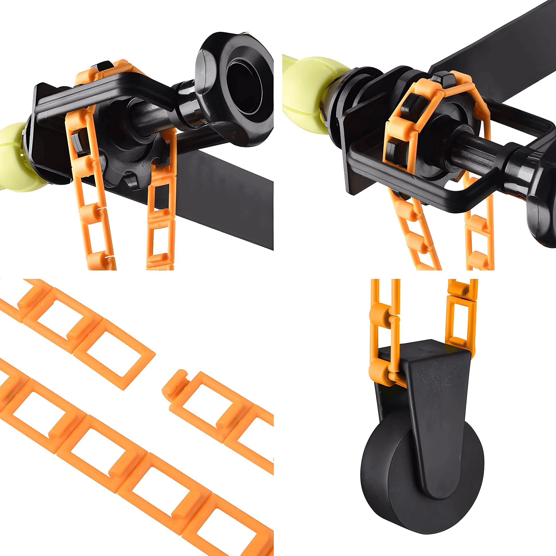 Suporte Parede 3-Axle com 3 Rolos Expan Corrente Laranja para Fundo Infinito