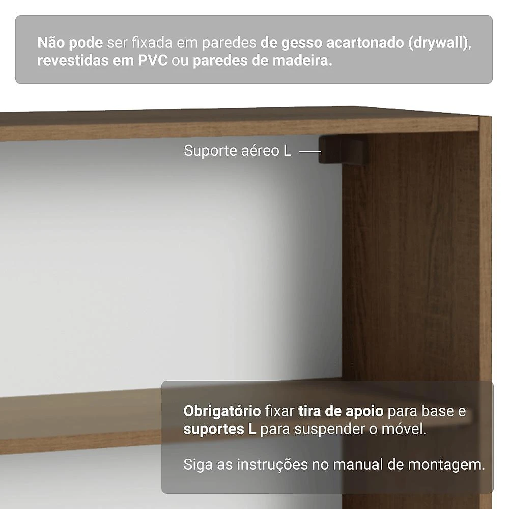 Estante sala de estar com rack + cristaleira 230cm vik madesa 02 r rustic/azul/rustic