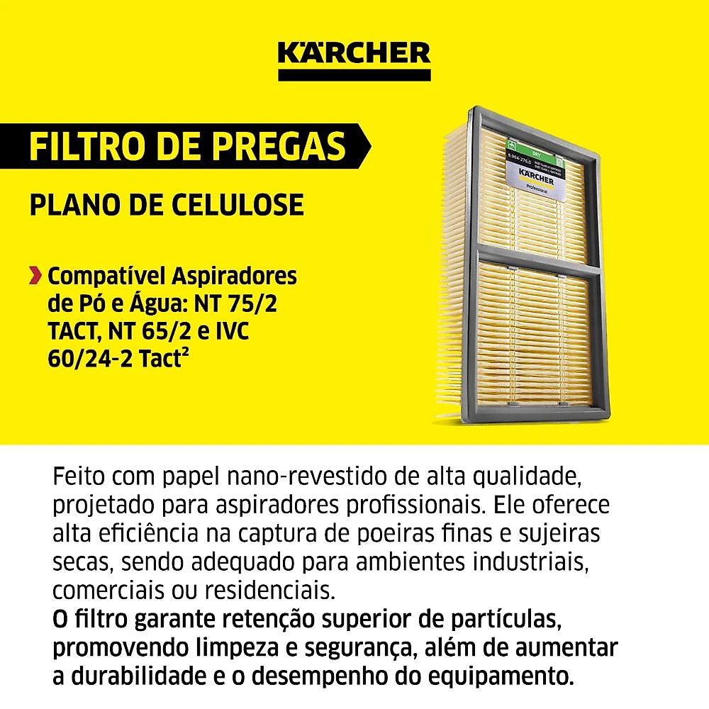Filtro de Pregas Plano de Celulose Karcher