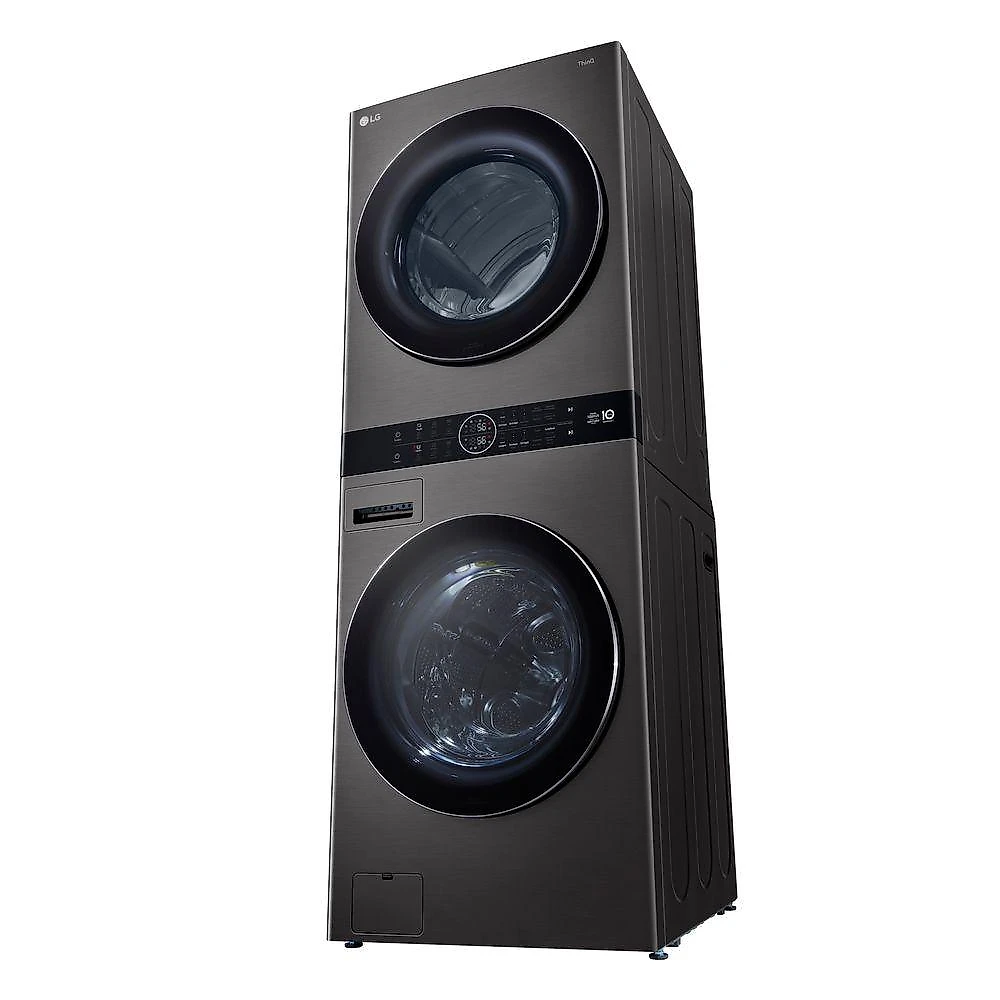 Lava e Seca Smart LG WashTower™ 17kg Aço Escovado Preto com Inteligência Artificial AIDD™ WK17BS6A 220V