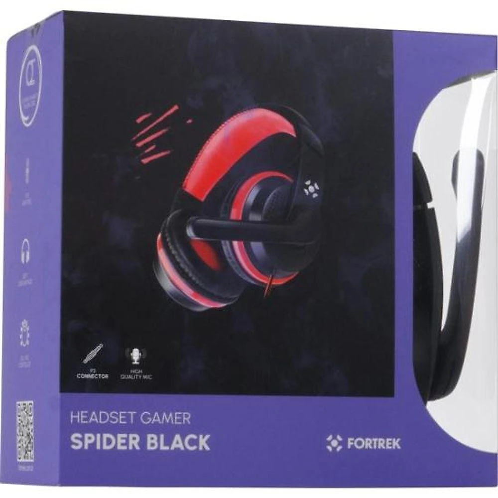 Headset Gamer Fortrek Spider Black P3 [F002] com Conexão P2 e Graves Potentes Preto, Vermelho