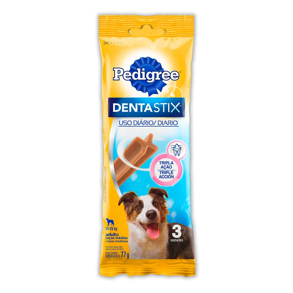Petisco para Cães Pedigree Dentastix Raças Médias com 3 Unidades de 25g Cada