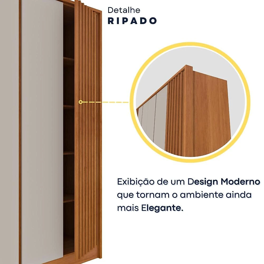 Guarda Roupa Casal Ripado 6 Portas 6 Gavetas 275cm Espresso Móveis Guarda Roupa Casal Ripado 6 Portas 6 Gavetas Espresso Móveis Cinamomo/Off White