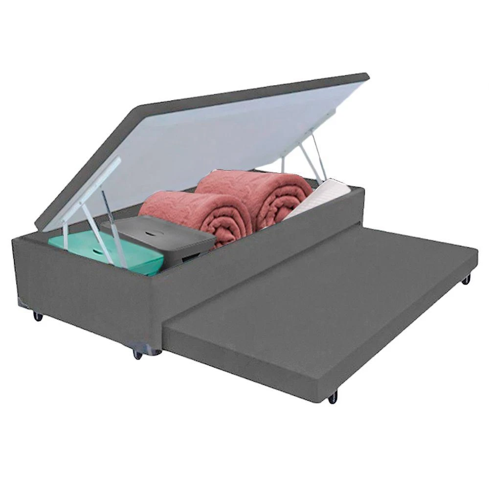 Bicama Box Baú Com Cama Auxiliar Solteiro 78x188x44 Cinza