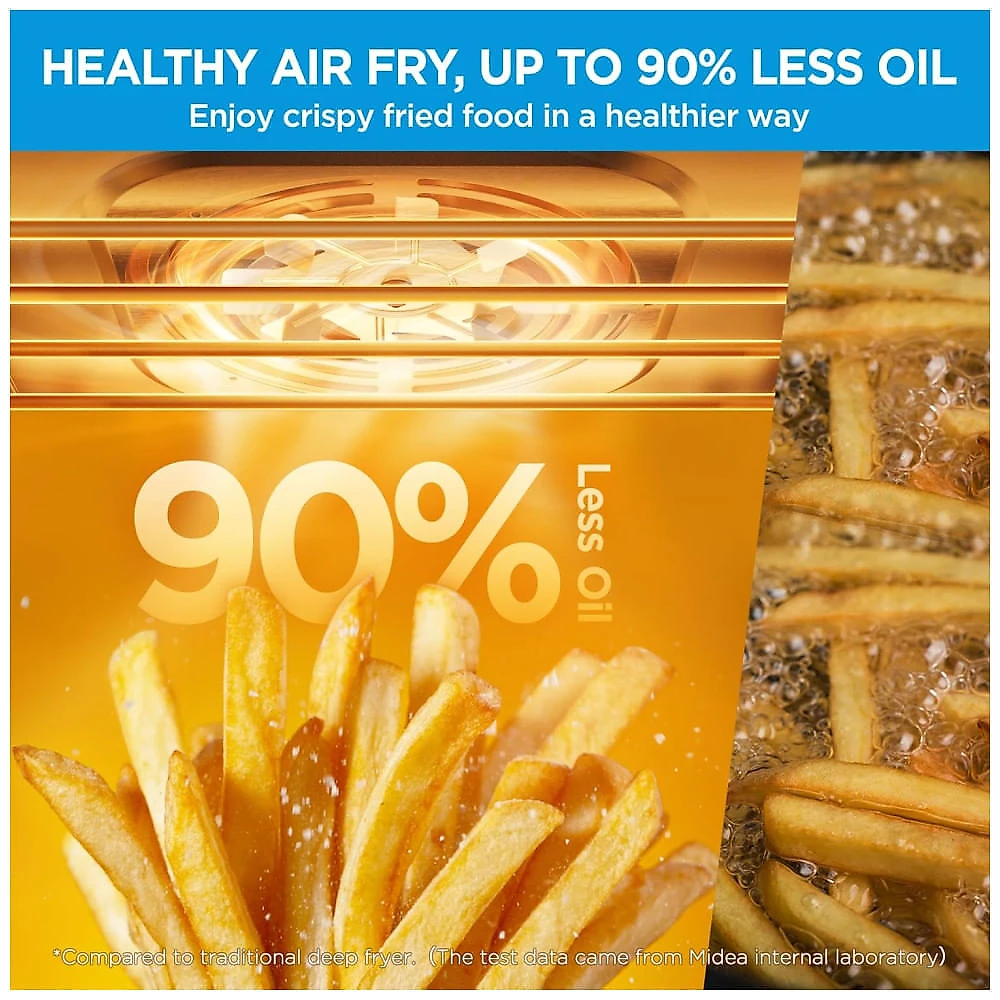 Forno e Fritadeira Elétrica Midea Flexify 10 em 1, 25L, Air Fryer com Portas French Door, 25% mais rápido, 90% menos óleo, aço inox, cozinha 110v