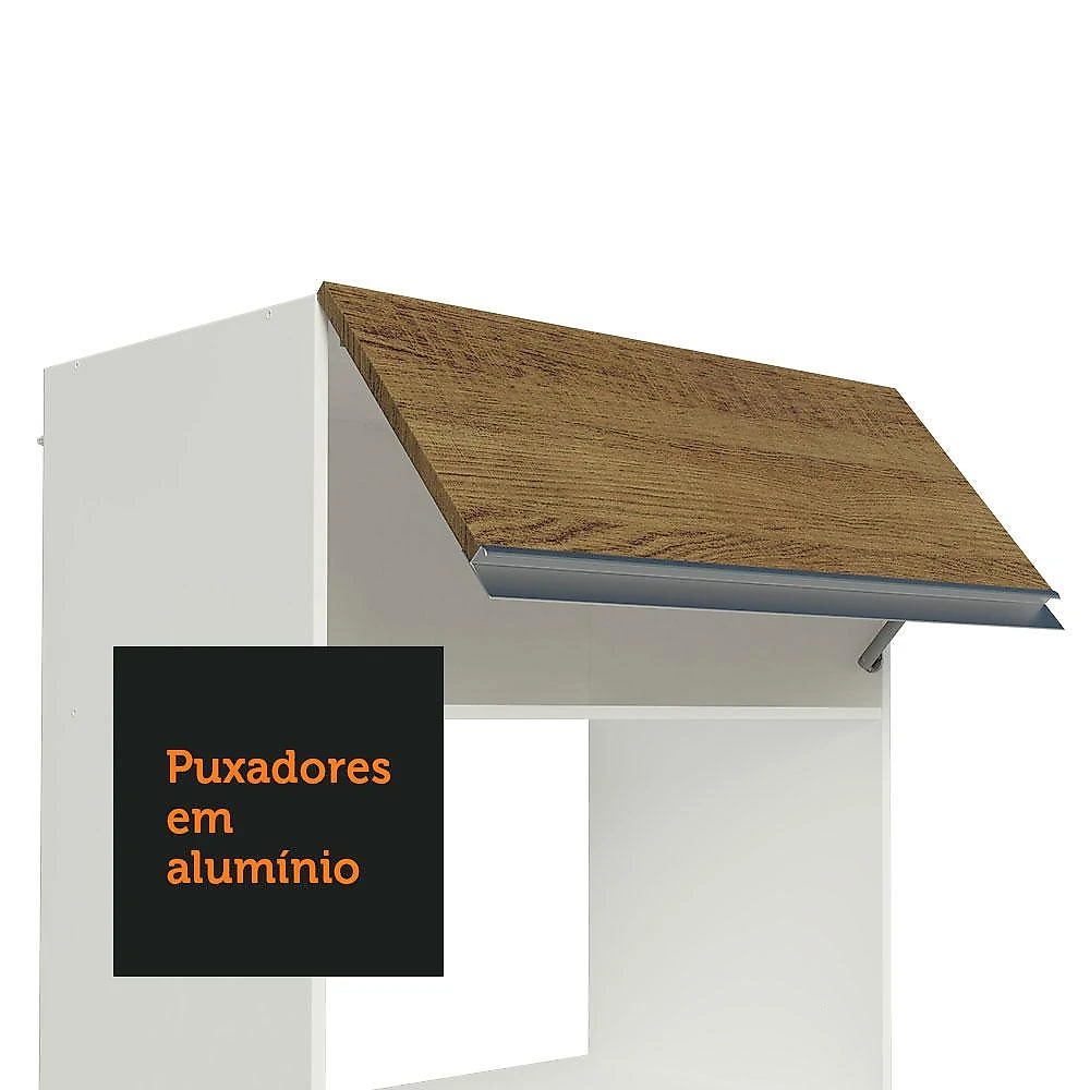 Armário de Cozinha Completa 100% MDF 300cm Branco/Rustic/Crema Smart Madesa 03 Branco/Rustic