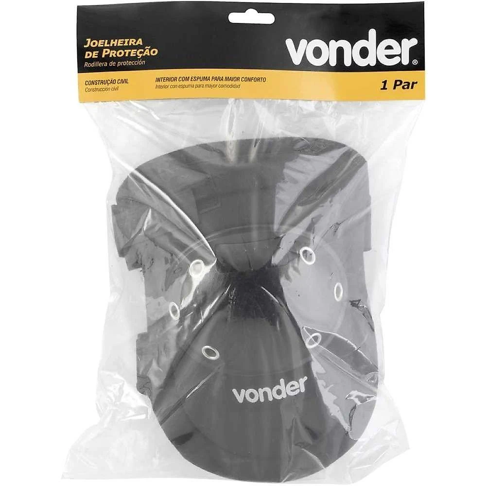 Joelheira De Proteção Com Velcro Preta Vonder
