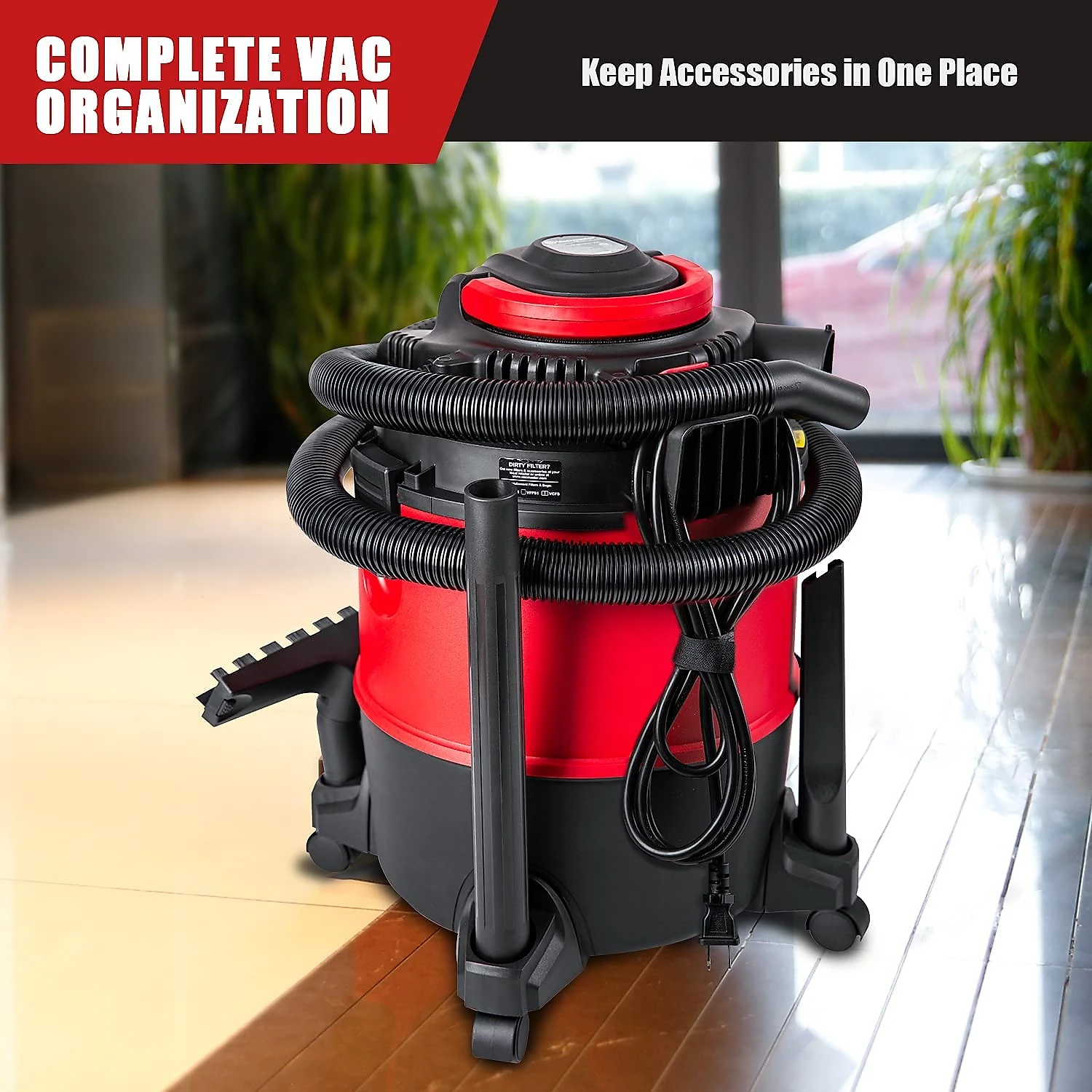 Vacmaster VBVB611PF Aspirador de Pó Seco e Úmido 22L 6 Pico H P com Extensores 110V Vermelho