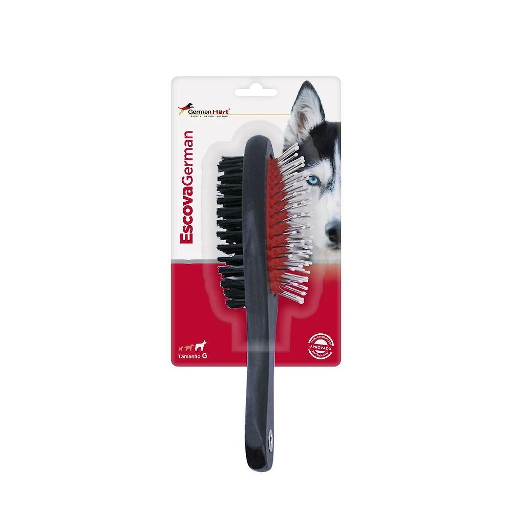 Escova Dupla Germanhart g para Cães e Gatos Marrom em Madeira Aço Inoxidável e Nylon 1 Unidade