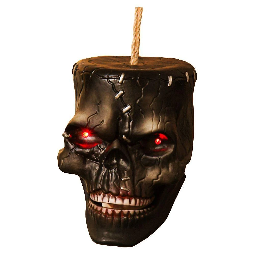 Crânio Decorativo Halloween Com Som E Movimento