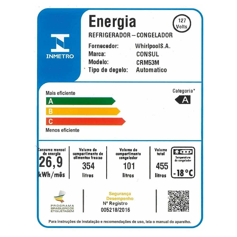 Geladeira Consul Frost Free Duplex CRM53MK, 455 Litros, Inox - 110 Volts