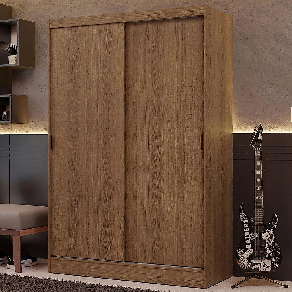 Guarda-roupa solteiro madesa luke 2 portas de correr de madeira rustic