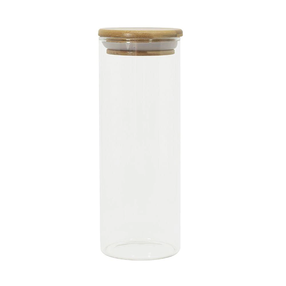 Pote de Vidro Kit 5 Hermético com Tampa de Bambu 450ML Transparente Oikos