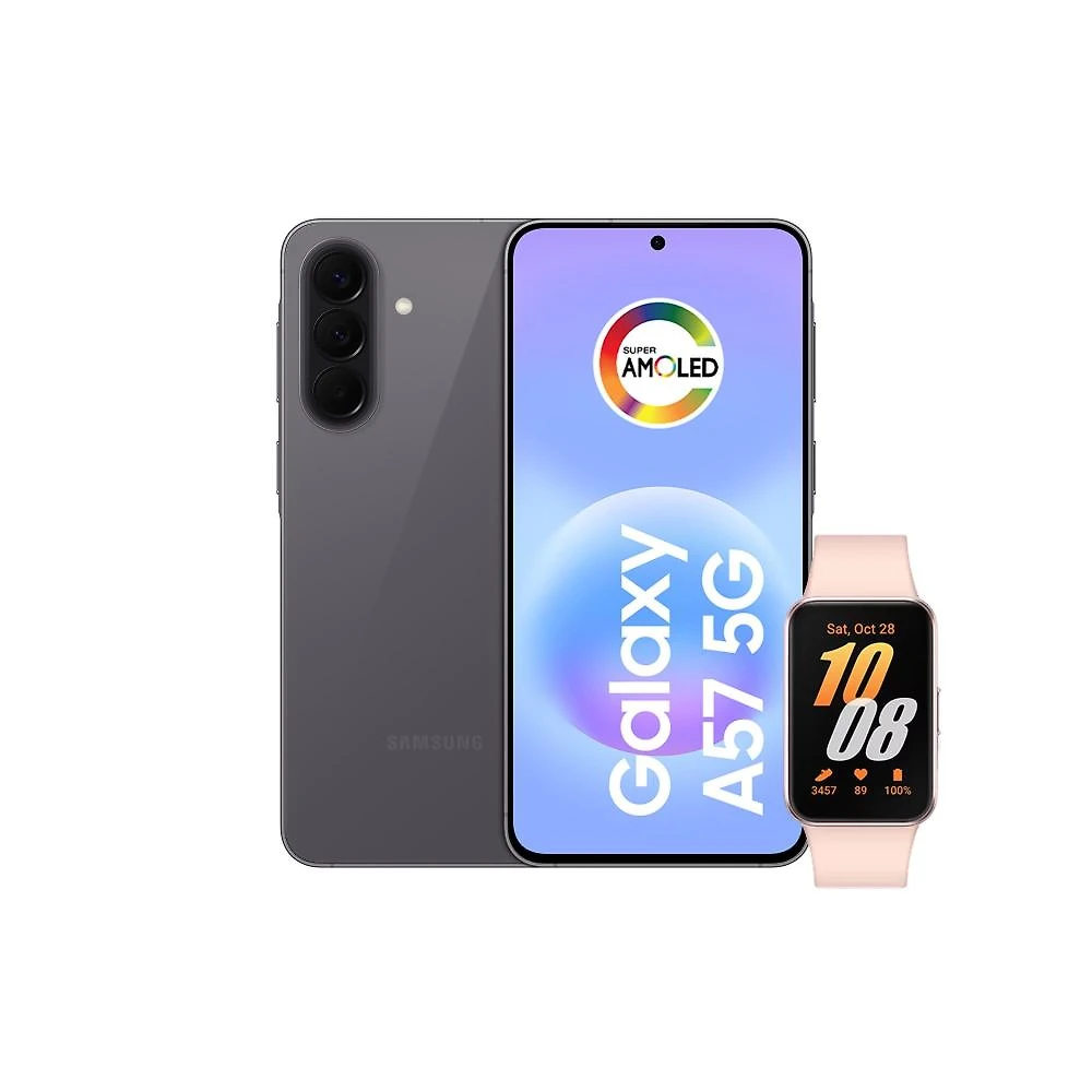 Smartphone samsung galaxy a57 5g tela 6.7" 256gb cinza + galaxy fit 3 rosé