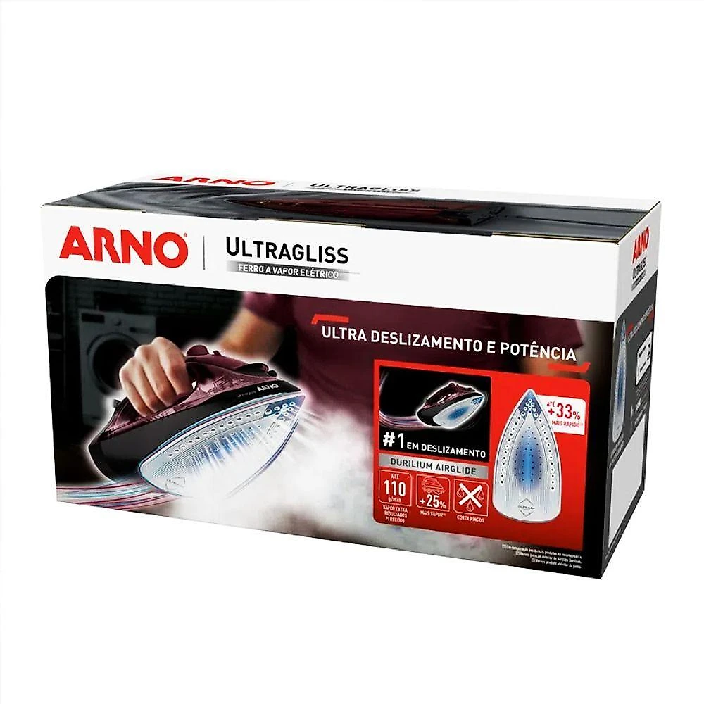 Ferro A Vapor Arno Ultragliss Com Base Durilium Airglide Fmv 110V