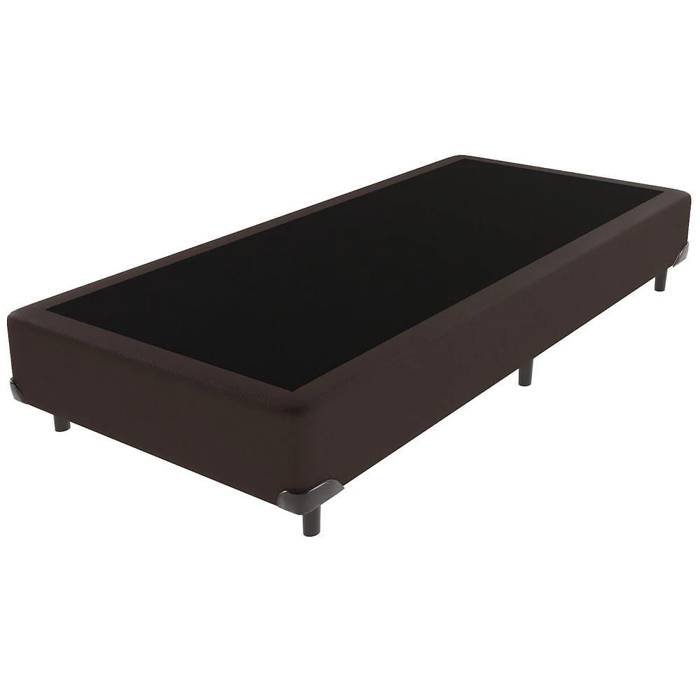 Cama Box Solteiro Cama Box Estrutura em Madeira Revestimento em Tecido Marrom Vtech