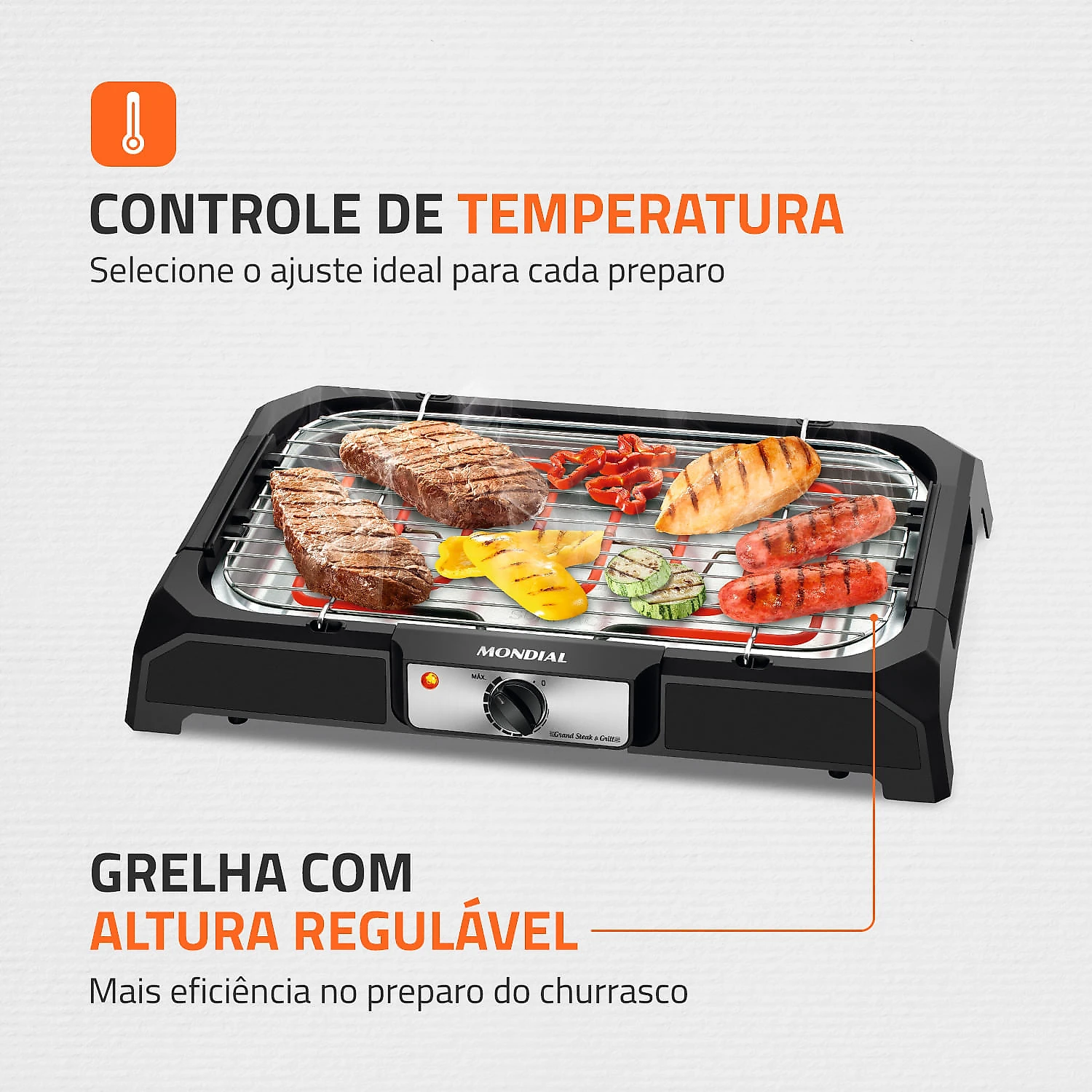 Churrasqueira Elétrica Mondial Grand Steak & Grill CH-05 CHURRASQUEIRA ELETRICA-127V-PRETO
