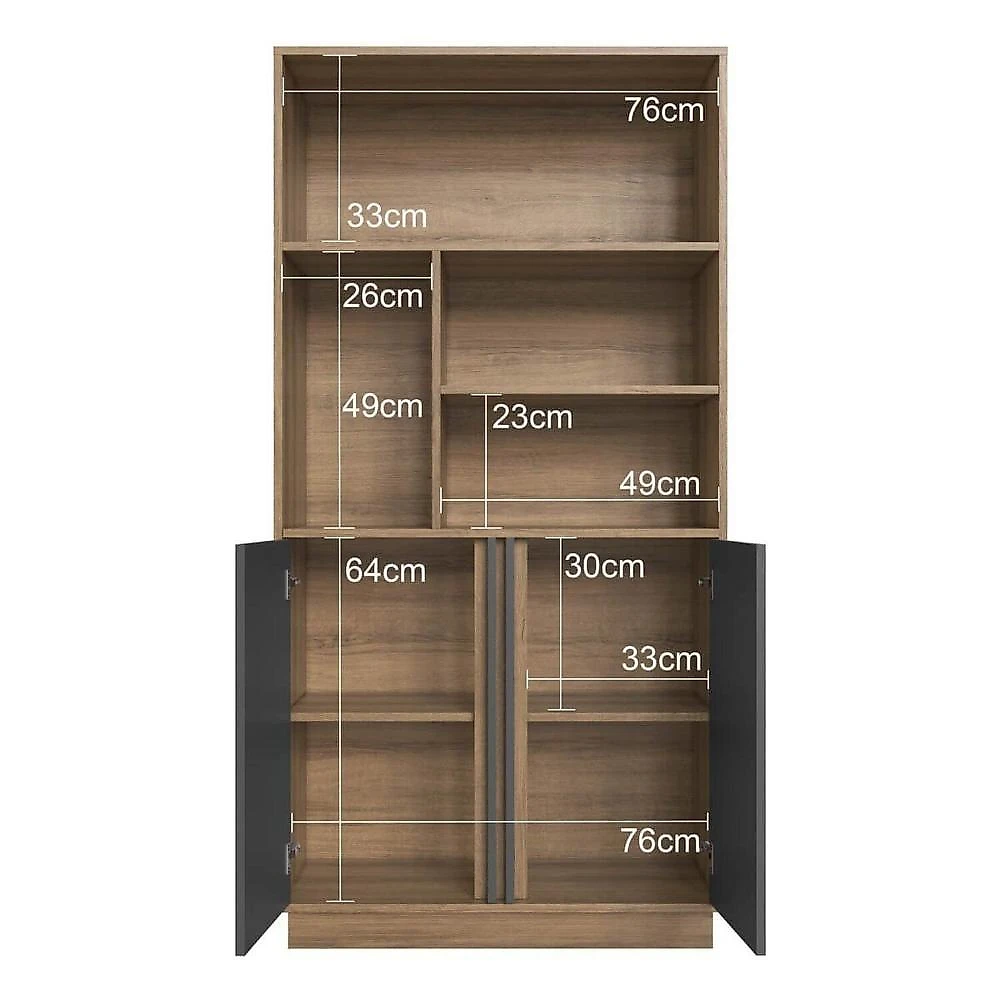 Conjunto de Escritório com 2 Peças Mesa com Gavetas e Armário com Nichos Cj8001
