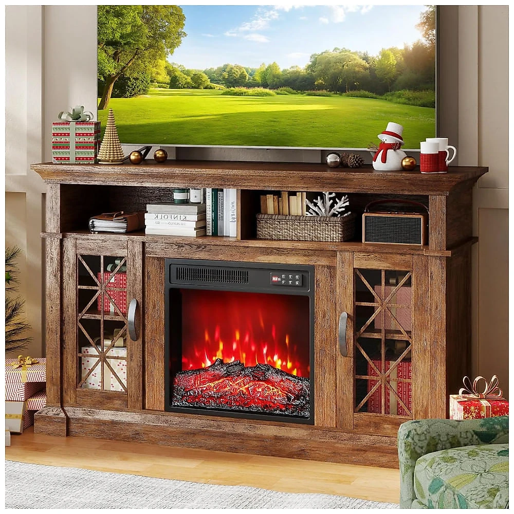 Lareira Elétrica COSTWAY 48x45cm 1500W Chamas 7 Cores Insert Embutir 110V