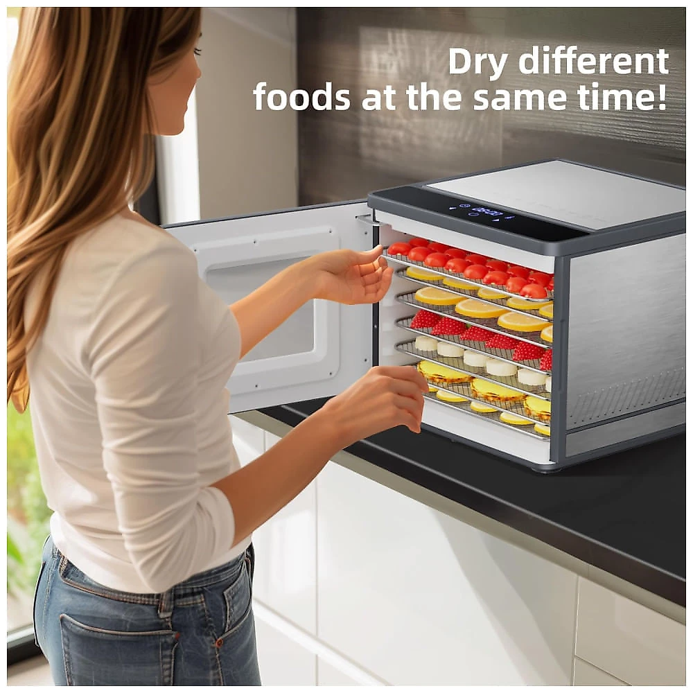Desidratador de Alimentos TINANA de Aço Inoxidável para Carne - Desidratador Digital para Frutas, Ervas e Carne Seca. 110v