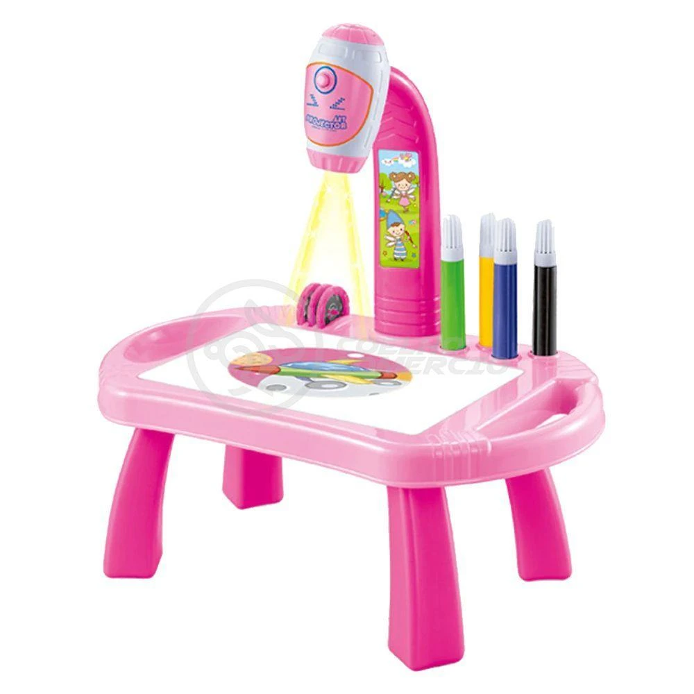 Projetor Para Desenho Infantil Aprendizagem Robo Rosa