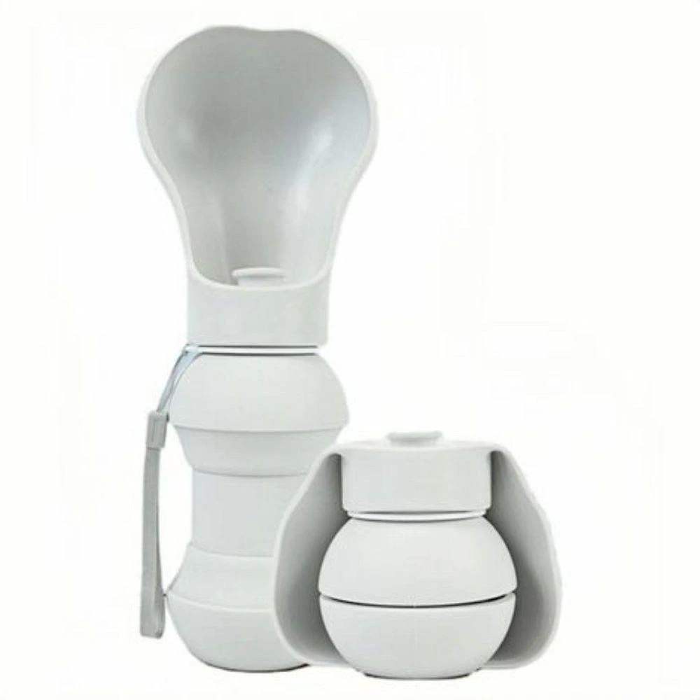 Bebedouro Portátil para Pets Top Rio Comercial em Silicone Branco 300ML 1 Unidade