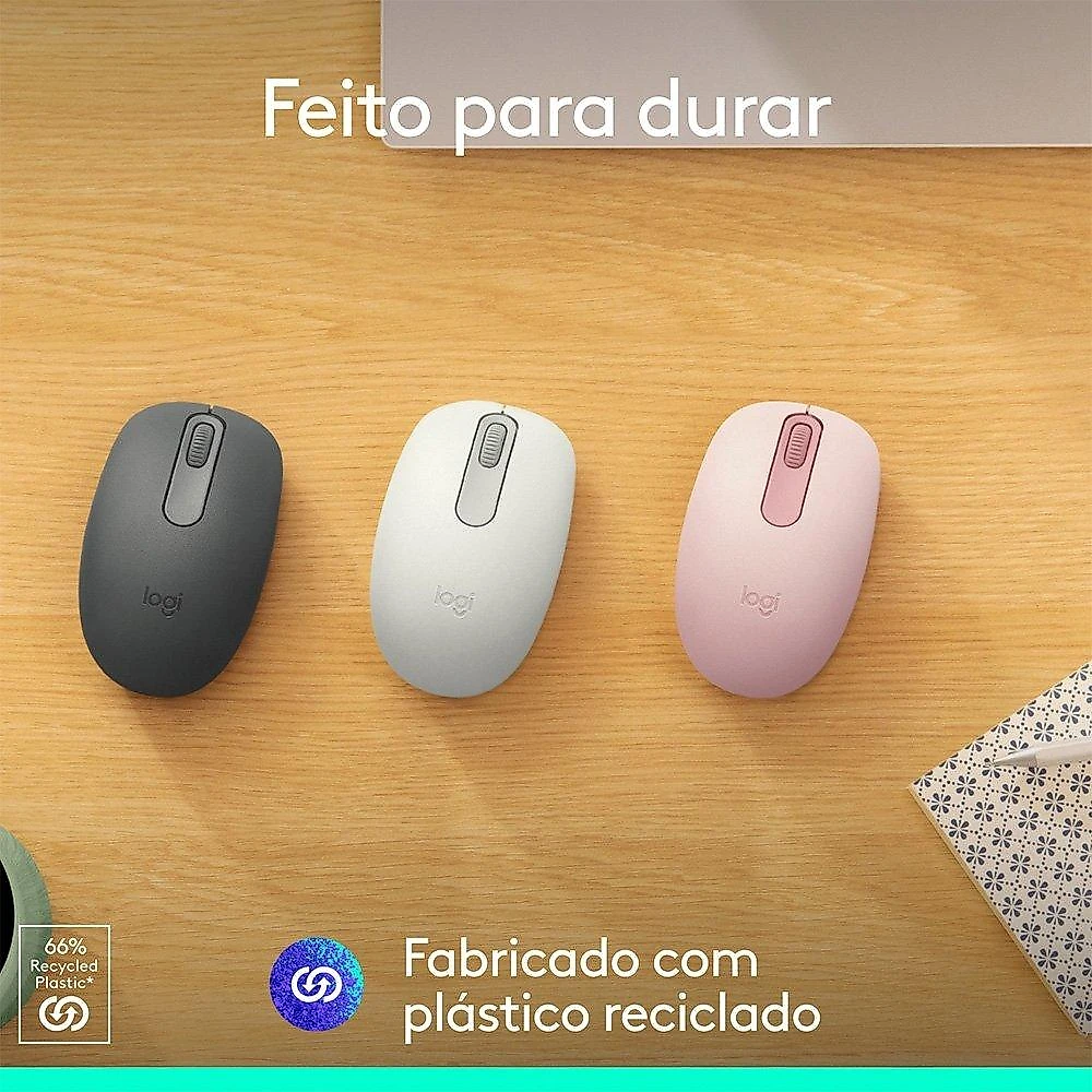 Mouse Sem Fio Logitech M196, Ambidestro Compacto, Bluetooth, Compatível com PC e Mac, Branco - 910-007457